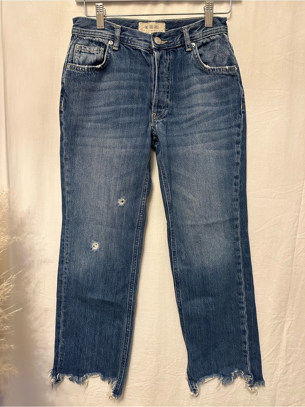We The Free Medium Blue Distressed Straight Jeans